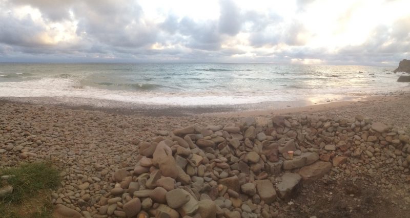 Panorama of beach, North Cornwall , evening seas