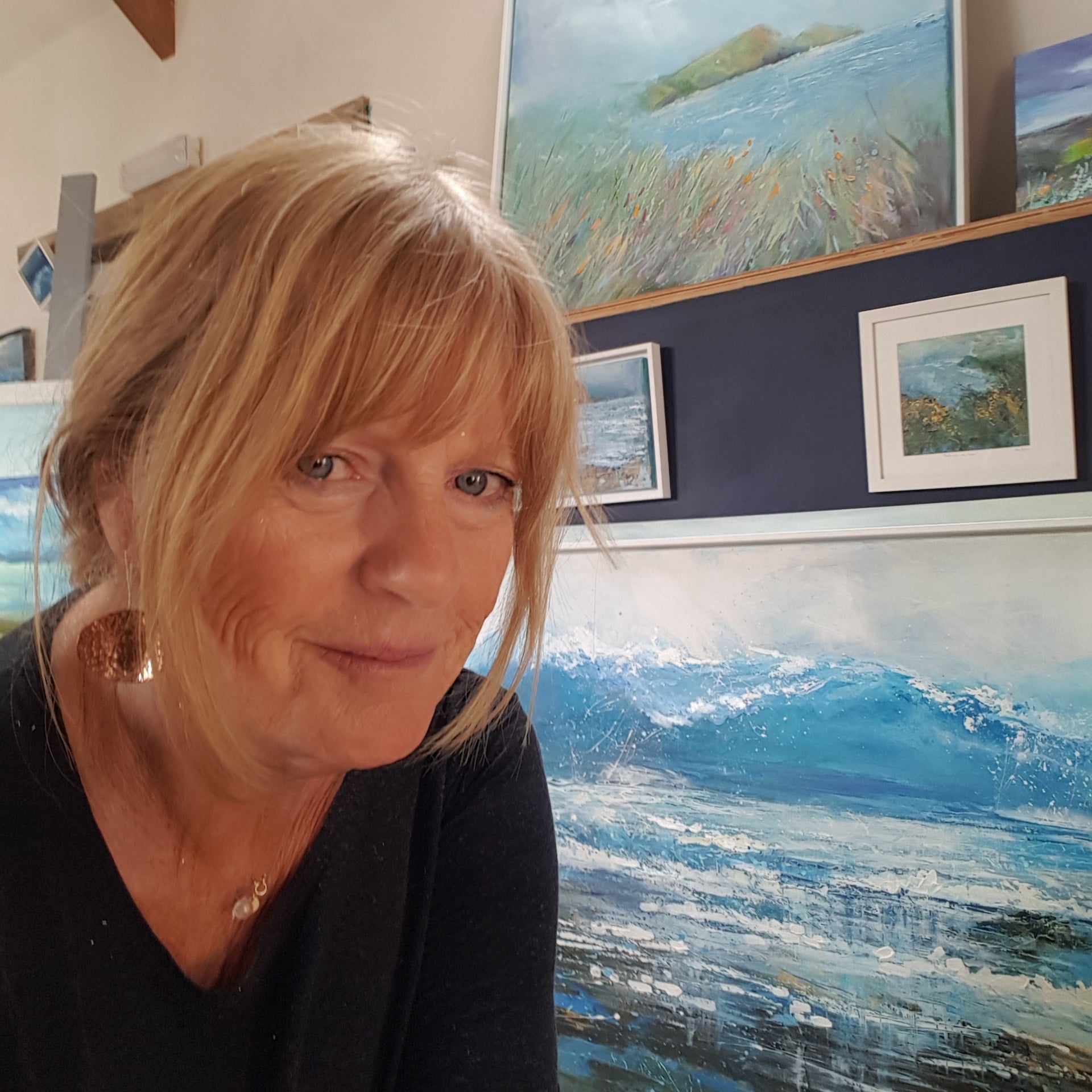 Sue Read, cornish artist at her studio in Bude