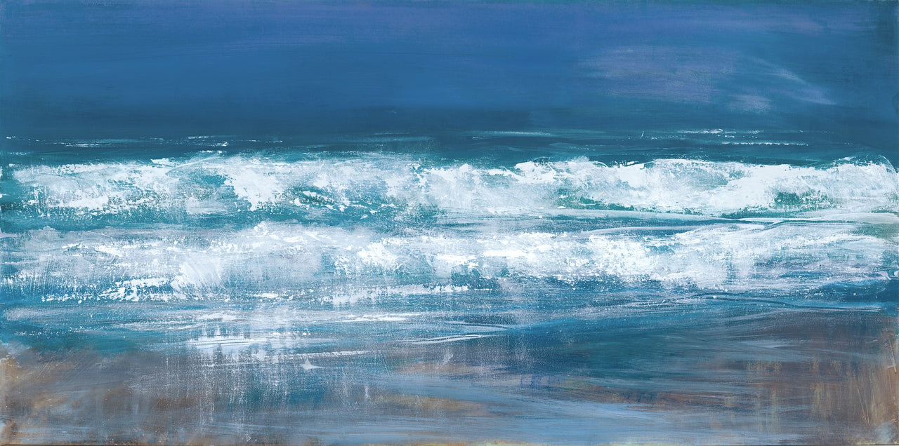 surf waves breaking on the shoreline