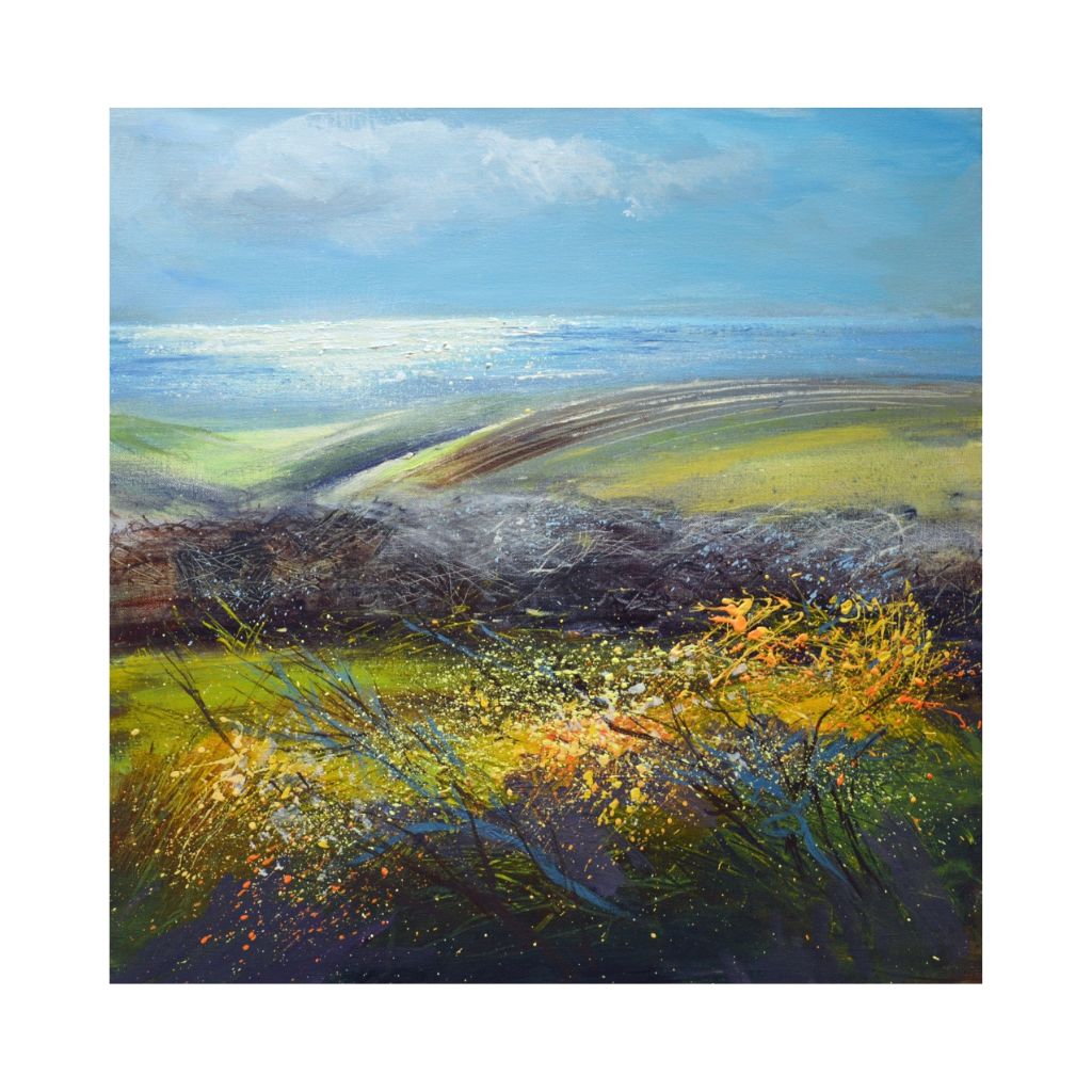 coastal art with gorse of north cornwall