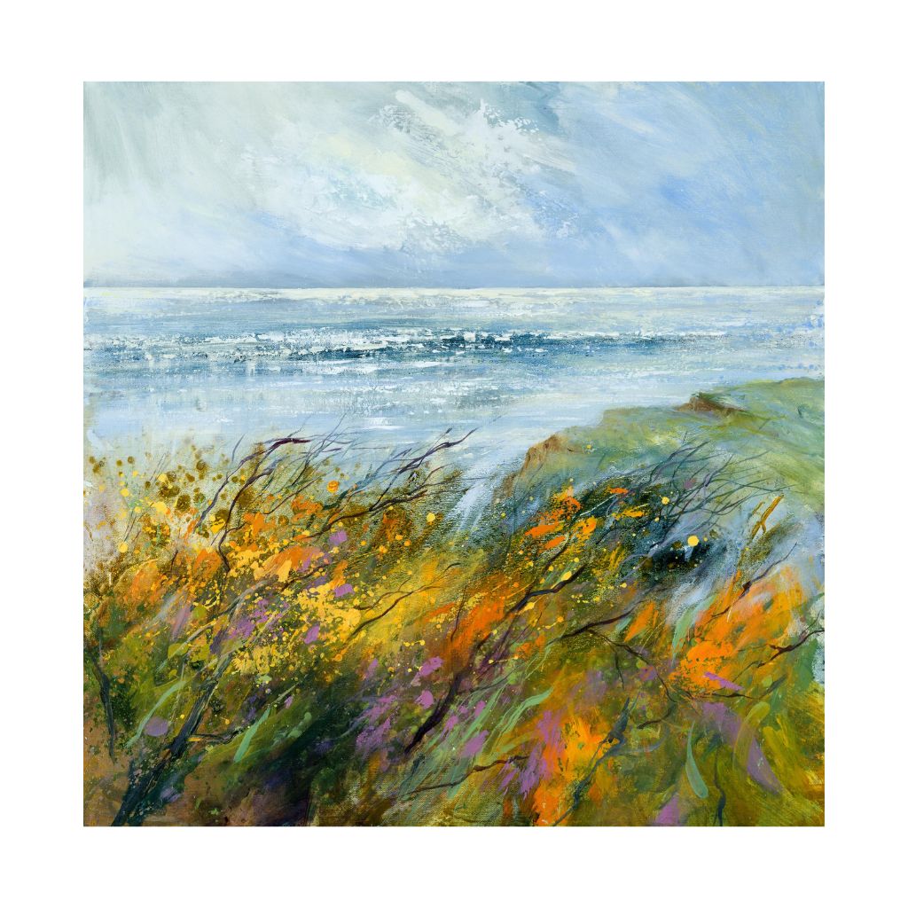 Yellows and blues in a Cornish  coastal seascape
