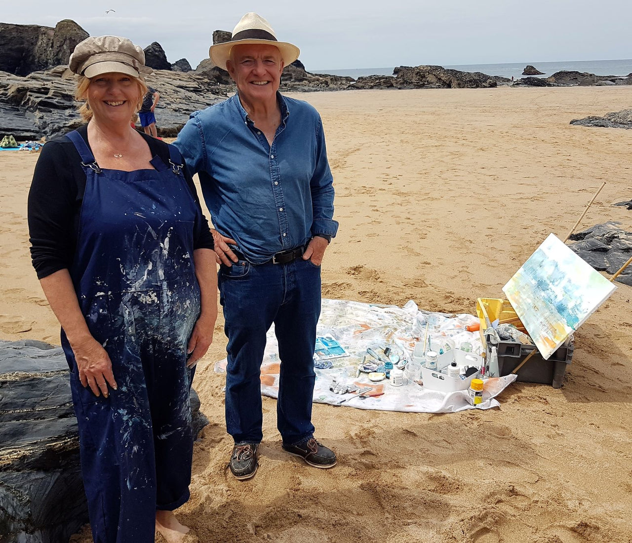 Rick Stein and Sue Read at Porthcothan beach