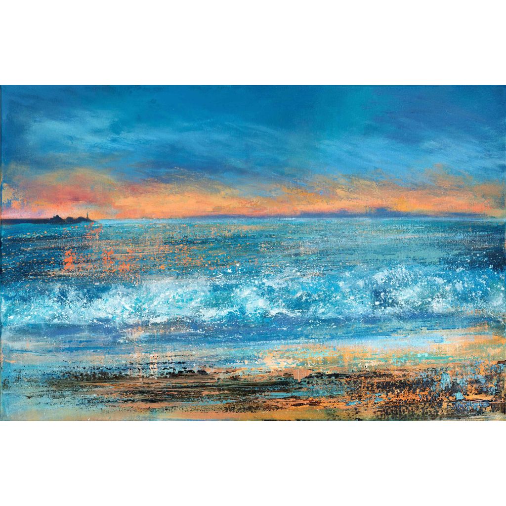 Shimmering light and a sunset over Summerleaze beach Bude