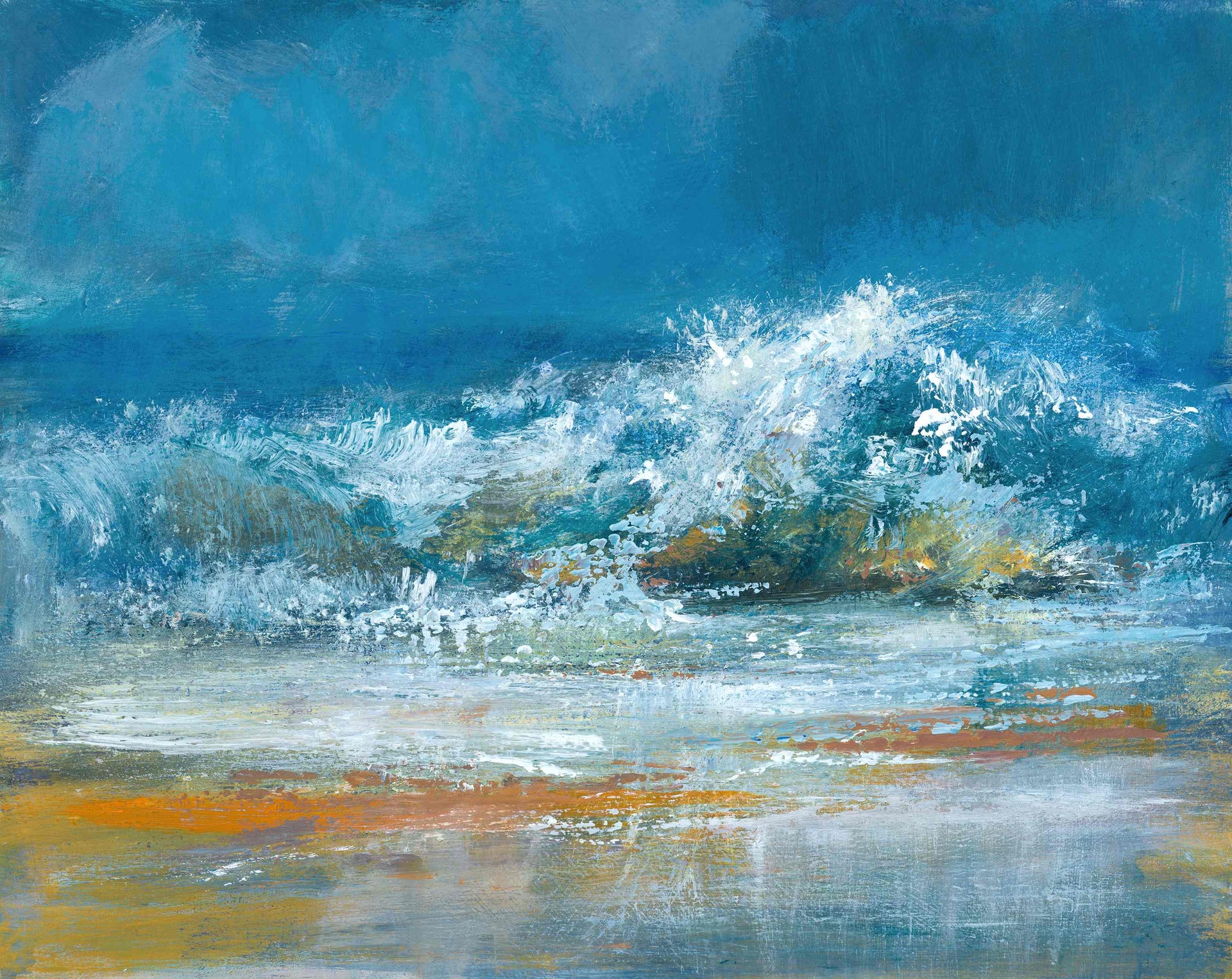 Bold bright wave painting cornwall seascape 
