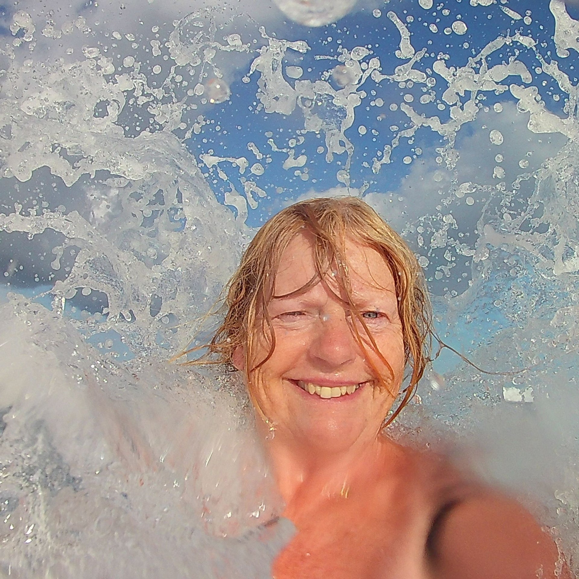 Sue Read in the surf at Bude