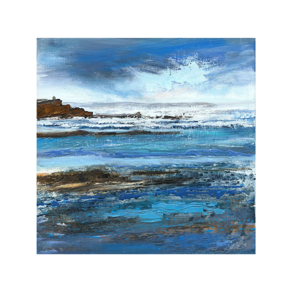 Bude breakwater painting , seascape Cornwall 