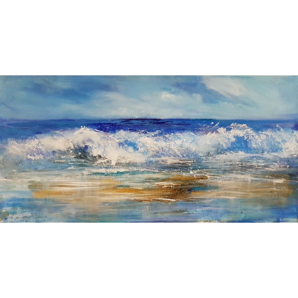 Surf painting in bright colours with wet sand